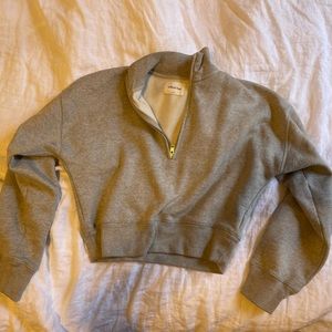 Aritzia cropped quarter zip sweatshirt heather grey